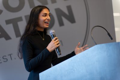 Raina Jain speaking at event