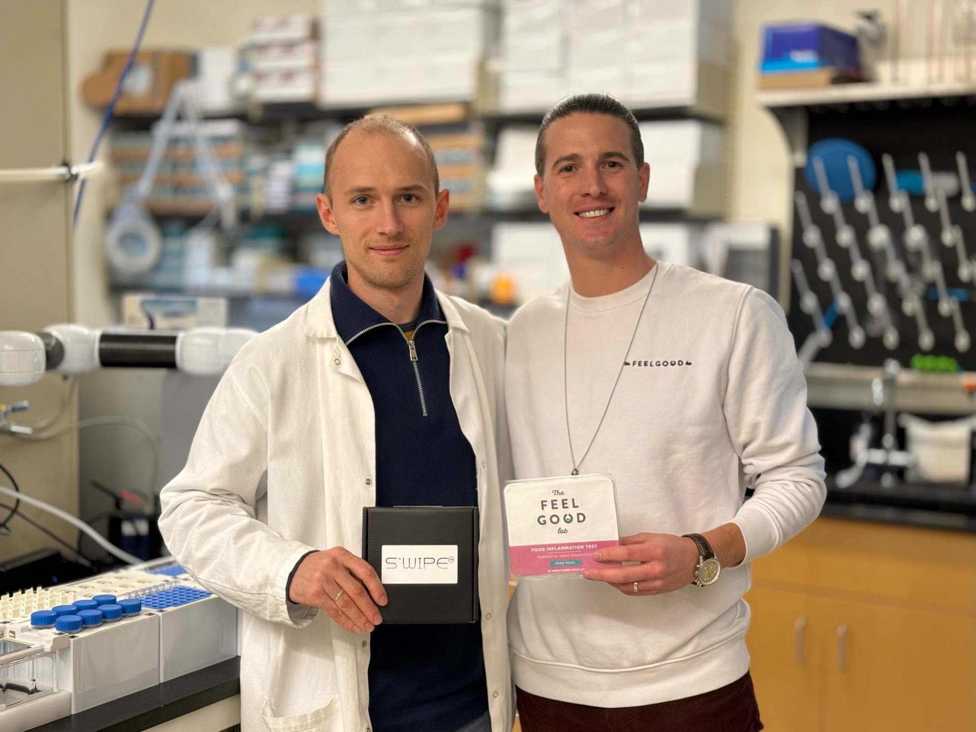 UConn TIP entrepreneurs Alexey Melnik and Ryan Gresh '09 (ENG) partnered their respective companies to market and sell microbial wipes.